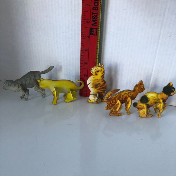 Vintage Cardboard Cat Figurines Set Of 5 Mid-Century Style 3D Puzzle Design - Picture 7 of 7